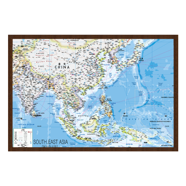 동남아시아지도 중size 액자형 150cmx110cm