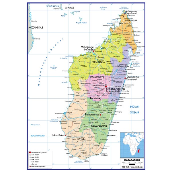 마다가스카르 지도 중size 코팅형 110cmx150cm 영문판