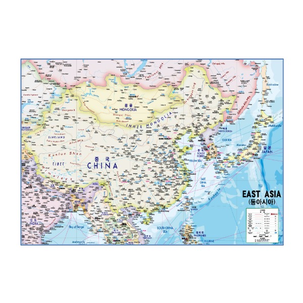 동아시아(한중일)지도 코팅형 150cmX110cm