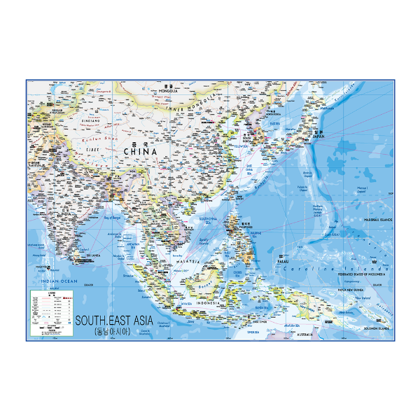 동남아시아지도 소size 코팅형 110cmx78cm