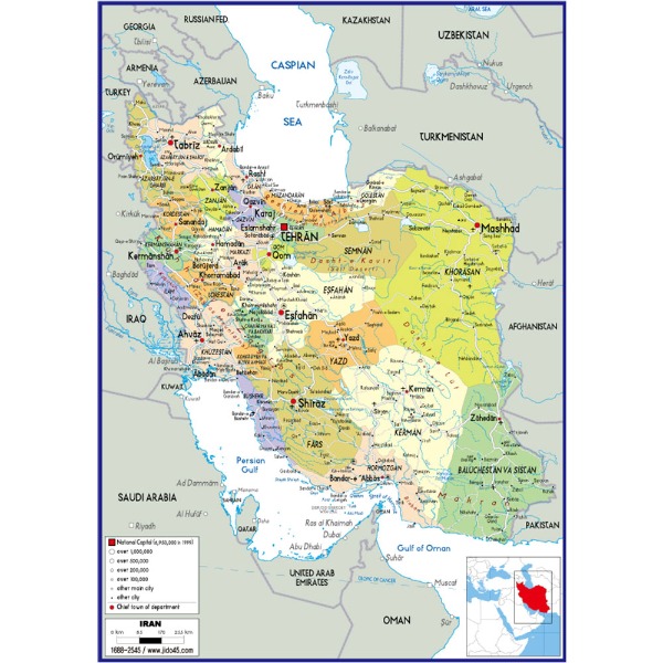 이란 지도 소size 코팅형 78cmx110cm 영문판