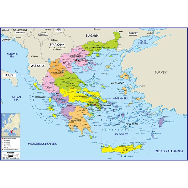 그리스 지도 대size 코팅형 210cmx150cm 영문판