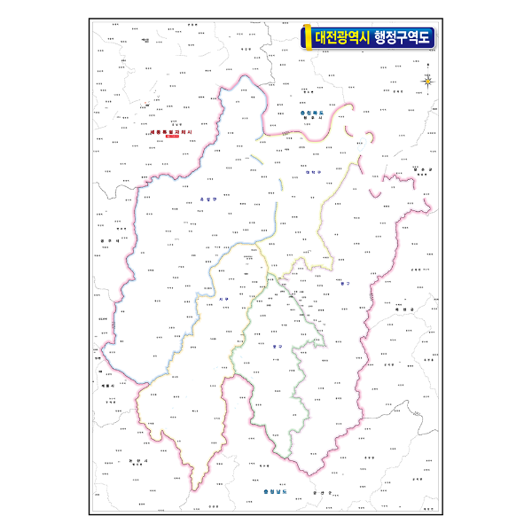 대전광역시 행정구역도 150cmX210cm 대전광역시 지도