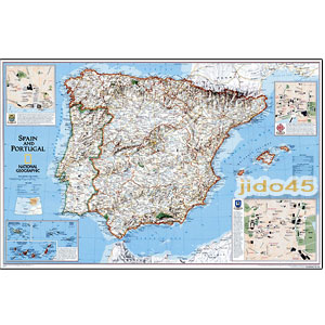내셔널지오그래픽 스페인 포르투갈 전도 코팅형 110cmx78cm